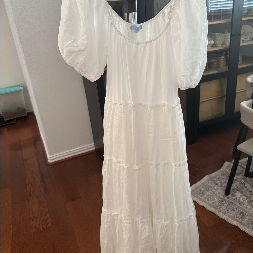 ANTONIO MELANI White Maxi Dress with Puff Sleeves